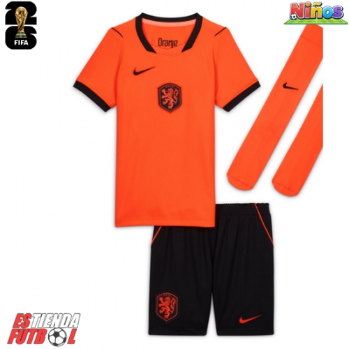Países Bajos Primera Equipación Niños Mundial 2026 Manga Corta (+ Pantalones cortos)